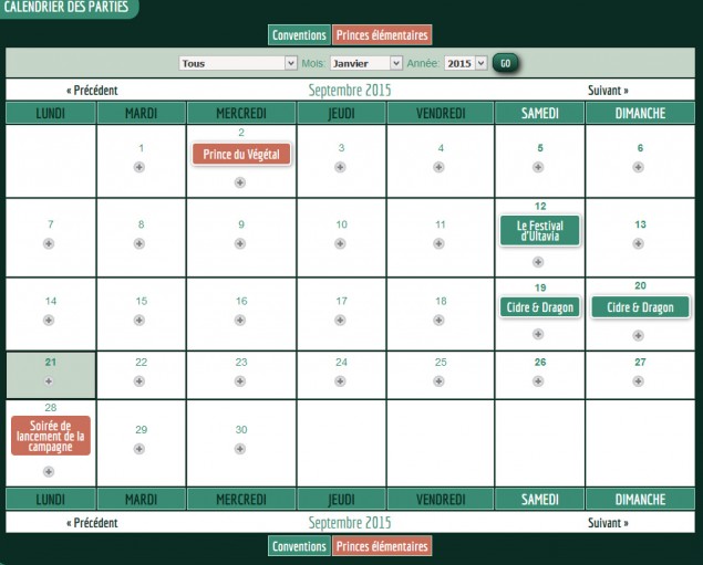 2 - Dans le calendrier, enregistrez la date à laquelle vous ferez jouer votre scénario et la boutique dans laquelle la partie aura lieu. 